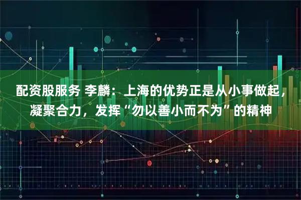 配资股服务 李麟：上海的优势正是从小事做起，凝聚合力，发挥“勿以善小而不为”的精神