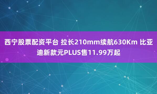 西宁股票配资平台 拉长210mm续航630Km 比亚迪新款元PLUS售11.99万起